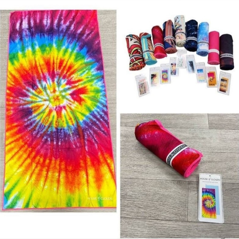 House of Cloud Microfiber Beach Towel Quick Dry Sand Free Compact Tye Die